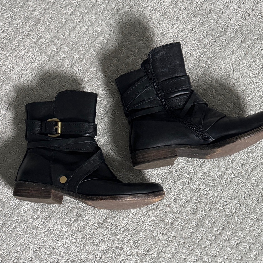 Miz Mooz Black Leather Combat Boots